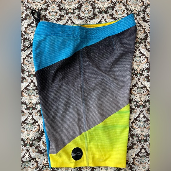 O'neill Hyperfreak Shorts Size 33 Lacefront Colorblock Printed Swimwear - Picture 3 of 10